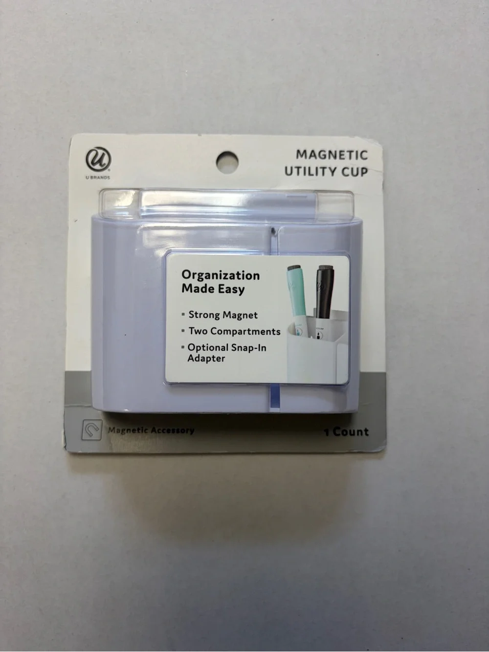 U Brands Magnetic Utility Cup Whiteboard Organizer 2 Compartments New